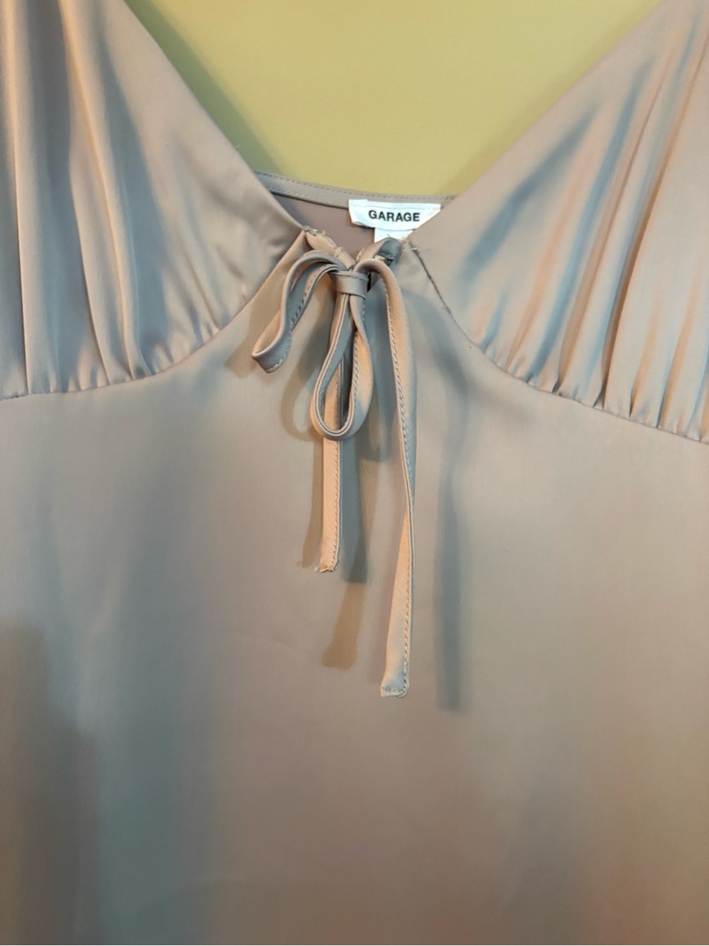 Garage Light Beige Tie-Front Slip Mini Dress - Picture 4 of 10